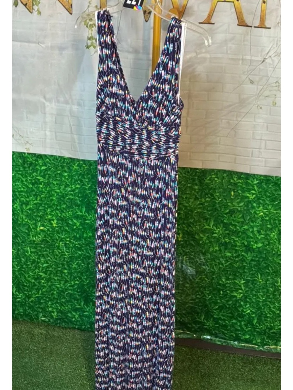 Lilly Pulitzer Navy Multicolor V-Neck Maxi Dress